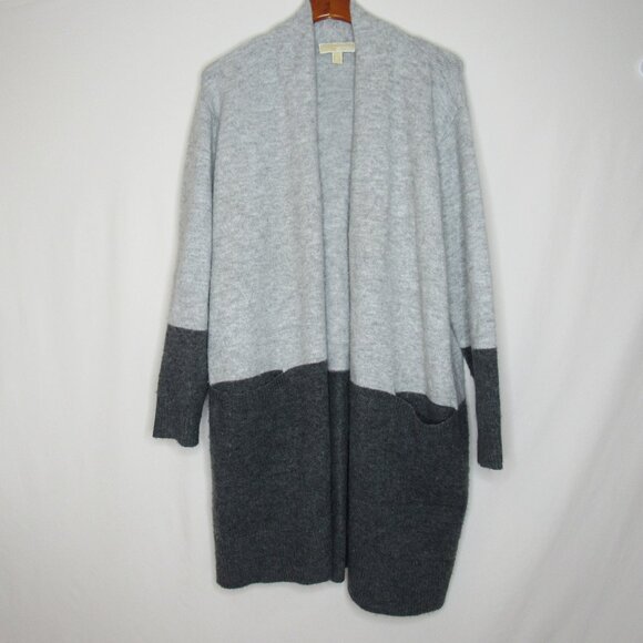 Michael Kors Gray Two Tone Long Open Cardigan Sweater Women's XL XLarge - Picture 7 of 9